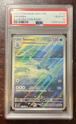 2025 POKEMON WHT EN-WHITE FLARE ILLUSTRATION RARE #110 SWANNA PSA 10 - Image 1