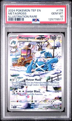 2024 POKEMON TEF EN-TEMPORAL FORCES ILLUSTRATION RARE #178 METAGROSS PSA 10 - Image 1