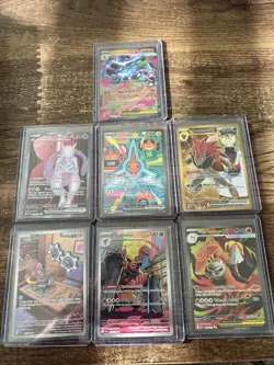 Pokemon Full ART SIR Ultra Rare Lot, Team Rockets Mewtwo, Mega Charizard GOLD - Image 1