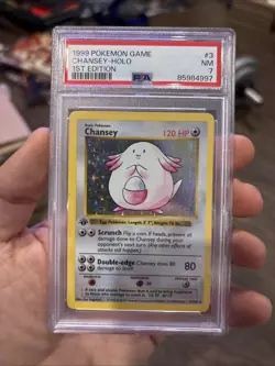 PSA 7 NM 1999 POKEMON GAME BASE SET #3 CHANSEY-HOLO 1ST EDITION SHADOWLESS - Image 1