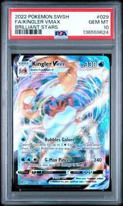 2022 POKEMON SWORD & SHIELD BRILLIANT STARS #029 FULL ART/KINGLER VMAX PSA 10 - Image 1