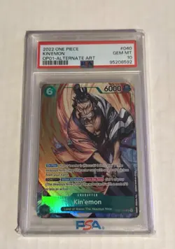 2022 KIN'EMON One Piece OP01 Pre-Errata ENGLISH ALT ART OP01-040 SR PSA 10 GM - Image 1