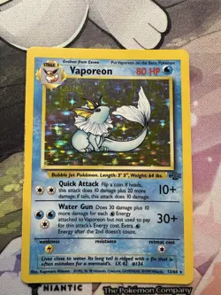 Pokemon TCG Vaporeon Holo Rare Card 12/64 Jungle Set, Vintage 1999 LP - Image 1
