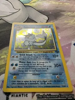 Pokemon TCG Vaporeon Holo Rare Card 12/64 Jungle Set, Vintage 1999 LP - Image 2