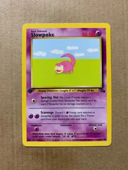 1st Edition Slowpoke 55/62 Fossil Set - Common Pokemon Card - NM/Mint - Image 1