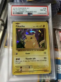 PSA 8 Pikachu Cracked Ice #35 - 2016 Pokemon XY Evolutions 35/108 - Image 1
