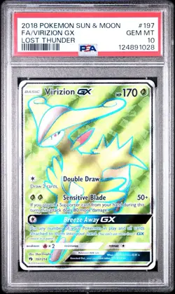 2018 Pokemon SM Lost Thunder Virizion GX 197/214 PSA 10 Gem Mint - Image 2