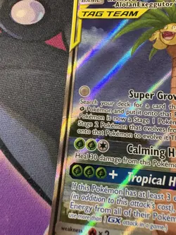 Pokemon TCG Rowlet & Alolan Exeggutor Tag Team GX Unified Minds 215/236 - Image 3