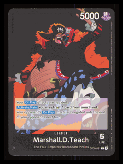 ONE PIECE EMPERORS IN THE NEW WORLD LEADER OP09-081 MARSHALL D TEACH NM - Image 1