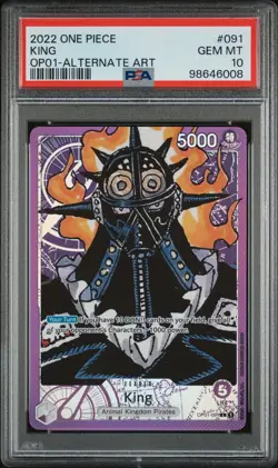 2022 One Piece Romance Dawn King Alt Art Leader OP01-091 English PSA 10 Gem Mint - Image 1