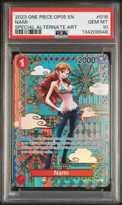 2023 ONE PIECE OP05-AWAKENING OF THE NEW ERA SPECIAL ALTERNATE ART NAMI PSA 10 - Image 1