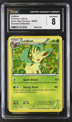 CGC 8 Leafeon 2013 Black Star Promo BW87 Holo Pokemon Card - Image 1