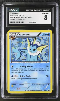 CGC 8 Vaporeon 2013 Black Star Promos BW89 Sylveon Collection Pokemon Card - Image 1