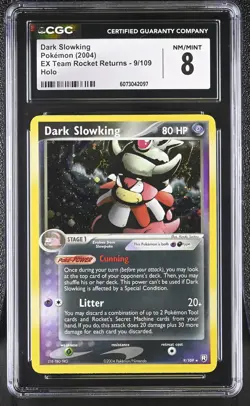 CGC 8 Dark Slowking 2004 EX Team Rocket Returns 9/109 Holo Pokemon Card - Image 1