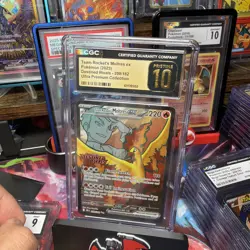 Pokemon Team Rocket's Moltres ex Destined Rivals Stamp 208/182 Pristine 10 💎 - Image 1