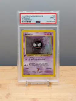 1999 Pokemon Base Set 1st Edition Gastly Nebulak German #50 PSA 9 - Image 1