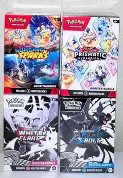 Pokemon Booster Bundle Lot Black Bolt, Prismatic Evolutions, White Flare,Surging - Image 1