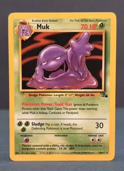 Pokemon Fossil Muk Non Holo - Lightly Played LP - Original Vintage 28/62 - Image 2