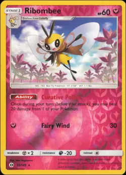 Pokemon - Ribombee #93/149 - SM Base Set Reverse Holo - Image 1