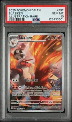 2025 POKEMON DRI EN-DESTINED RIVALS ILLUSTRATION RARE #192 BLAZIKEN PSA 10 - Image 1
