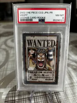 POP 1 One Piece WANTED ROOKIE 2002 Usopp PROMO Tournament License Card PSA8 - Image 1