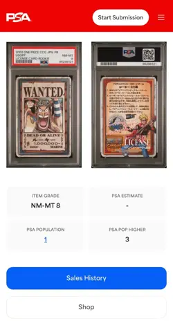 POP 1 One Piece WANTED ROOKIE 2002 Usopp PROMO Tournament License Card PSA8 - Image 3