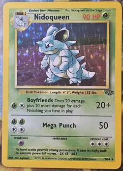 Pokemon Nidoqueen TCG Jungle Holo Card 7/64 Unlimited Holo Rare - MP - Image 1