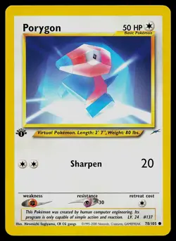 Pokemon Card - Porygon Neo Destiny 78/105 Common 1st Edition - Image 1