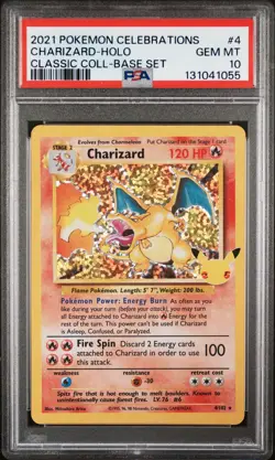 2021 POKEMON CELEBRATIONS CLASSIC COLL #4 CHARIZARD-HOLO PSA 10 - Image 1