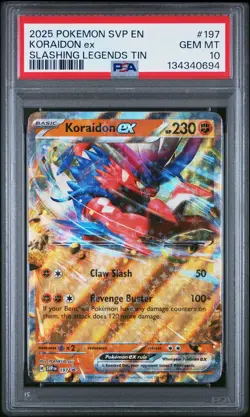 2025 POKEMON SVP EN-SV BLACK STAR PROMO SLASHING LEGENDS TIN KORAIDON EX PSA 10 - Image 1