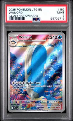 2025 POKEMON JTG EN-JOURNEY TOGETHER ILLUSTRATION RARE #162 WAILORD PSA 9 - Image 1