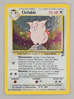 Clefable 5/130 Pokemon Base Set 2 Holo Rare Medium Played MP - Image 1
