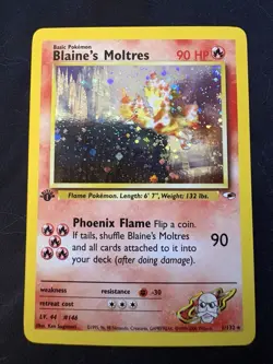 Pokemon TCG 1st Edition Blaine's Moltres 1/132 Gym Heroes - Image 1