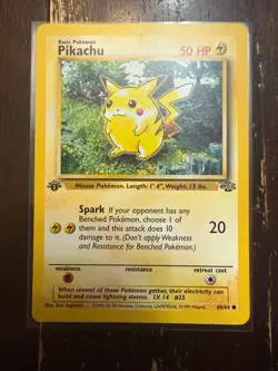 Pikachu 60/64 Red Cheeks 1st Edition Jungle WOTC 1999 Pokemon TCG Card VLP Matt - Image 1