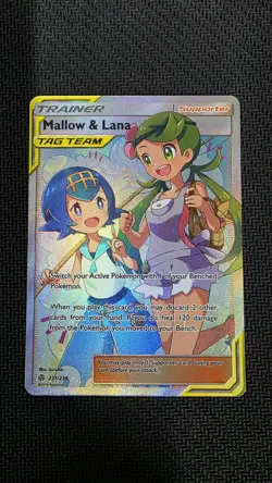 Pokemon TCG Mallow & Lana Cosmic Eclipse Full Art Ultra Rare Card 231/236 NM - Image 1