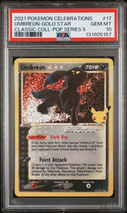 2021 POKEMON CELEBRATIONS CLASSIC COLL #17 UMBREON-GOLD STAR PSA 10 - Image 1