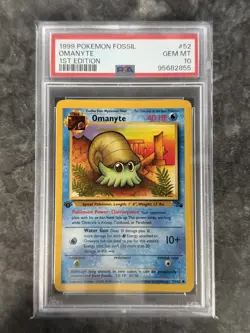 1999 Pokemon Fossil Omanyte 1st Edition #52 PSA 10 - Image 1