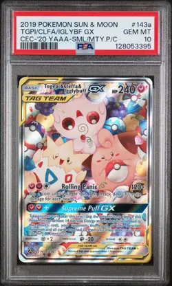 2019 POKEMON SUN & MOON COSMIC ECLIPSE TOGEPI & CLEFFA & IGGLYBUFF GX PSA 10 - Image 1