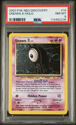2001 Pokemon Neo Discovery Unown A Holo 14/75 - PSA 8 - Image 1