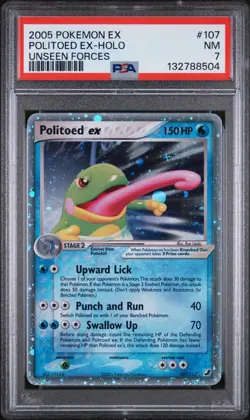 Pokemon TCG Politoed ex EX-Holo Rare Unseen Forces 107/115 2005 Stage 2 PSA 7 - Image 2