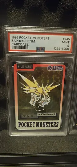 1997 POCKET MONSTERS CARDDASS #145 ZAPDOS-PRISM PSA 9 - Image 1