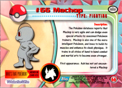 Machop #66 Foil Blue Logo - Topps Pokemon - LP - Image 2