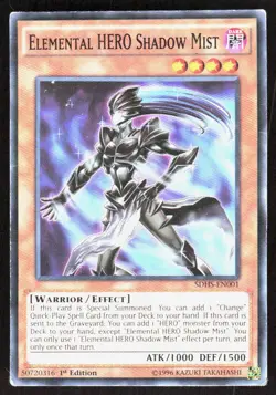 Yu-Gi-Oh DMG Conditon Elemental Hero Shadow mist Monster #SDHS-EN001 - Image 1
