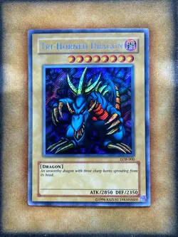 Yugioh Tri-Horned Dragon LOB-000 Secret Rare 2017 Print NM - Image 1