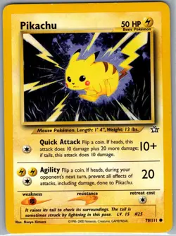 Pikachu 70/111 Non Holo Neo Genesis - Pokemon Card - NM - Image 1