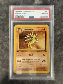 PSA 10 Sandslash 41/62 1st Edition Fossil Non Holo Pokemon Card - Image 1