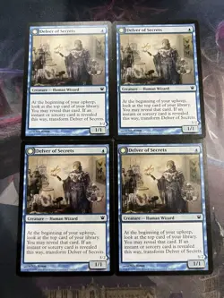 4x MTG Delver of Secrets LP+ Magic the Gathering, English Innistrad Playset - Image 1