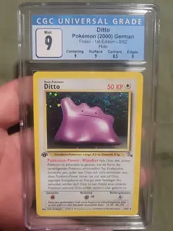 Pokemon 2000 Ditto 1st #3 Holo German Fossil Cgc 9 Blue Label - Image 1