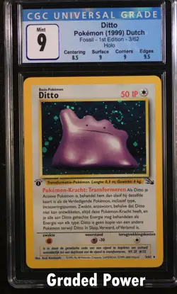 Fossil 1st Edition Dutch Ditto CGC 9 Holo (8040) 3/62 Pokemon - Image 1