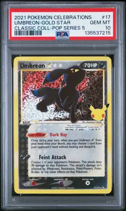 2021 POKEMON CELEBRATIONS CLASSIC COLL #17 UMBREON-GOLD STAR PSA 10 - Image 1